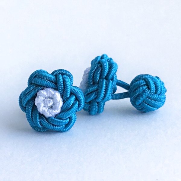 画像1: NEW TYPE FLOWER CUFFKNOTS/ターコイズブルー・ホワイト (1)