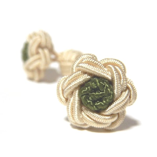 画像1: NEW TYPE FLOWER CUFFKNOTS/シャンパン×モスグリーン (1)